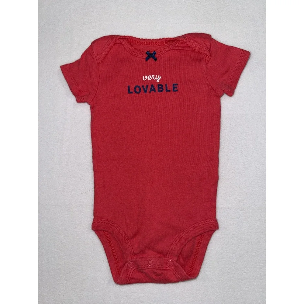 Jumping Beans and Carters Baby Girl Bodysuits Set 2 Pack Pink Red 3 Months GUC